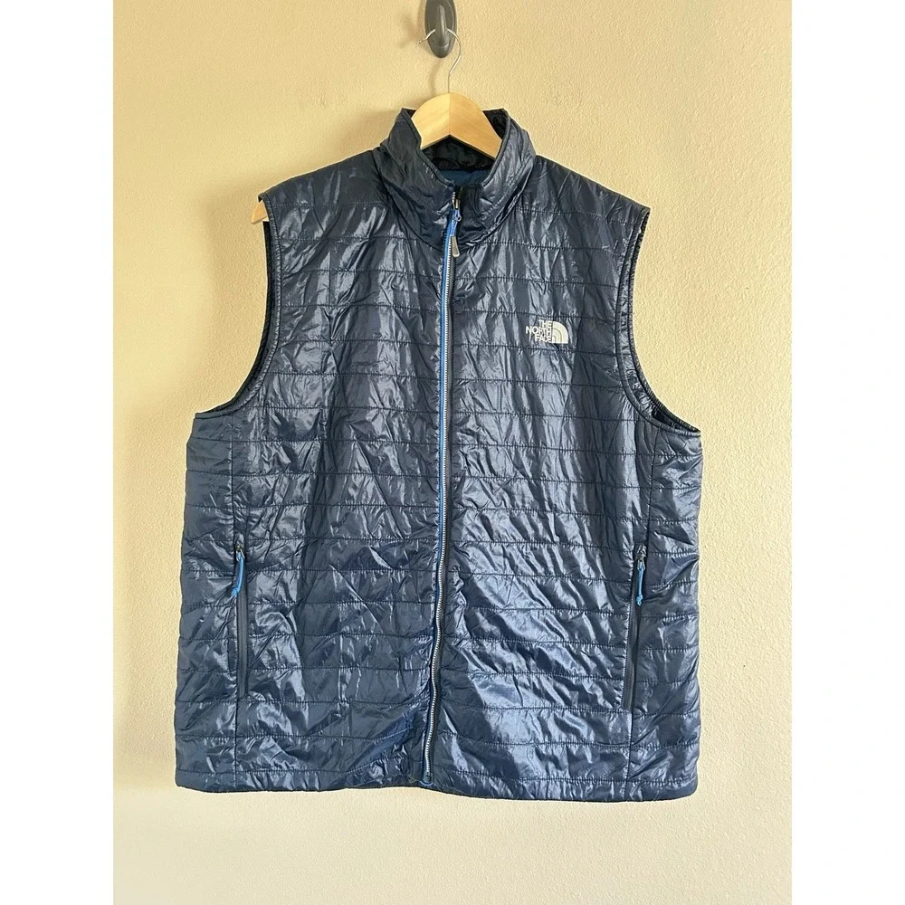 The North Face Mens Quilted Puffer Vest Navy  Size XL Full Zip